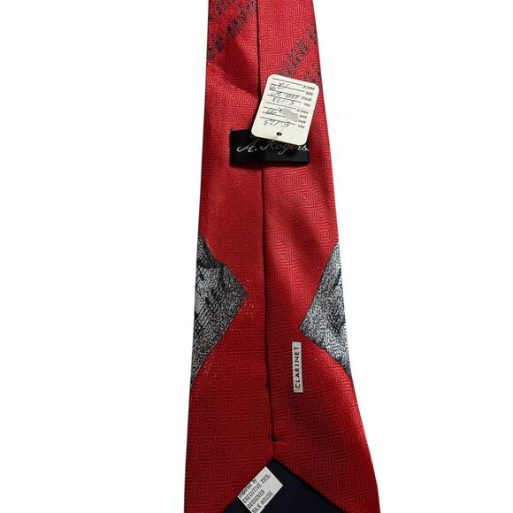Vintage Designs By A. Rogers Men's Red Clarinets Music Band Neck Tie - Picture 3 of 4